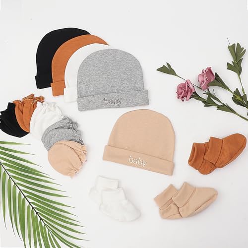 BQUBO Newborn Baby Hat Mittens Socks Set Infant Cotton Beanie Gloves Thick Warm - Image 6