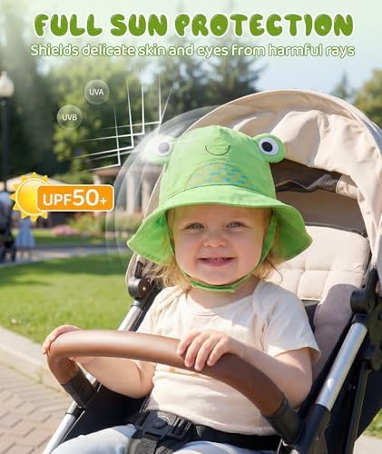 Azue Cute Baby Sun Hat, Wide-Brim Toddler Bucket Hats - Image 2