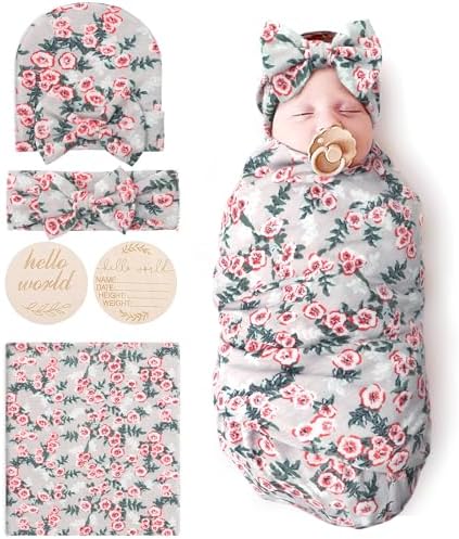 DRESHOW BQUBO Baby Girl Newborn Floral Receiving Blankets by DRESHOW
