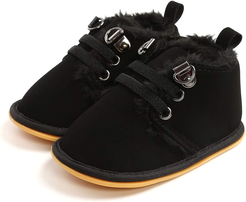 Baby Boys Girls Booties Fleece Anti-Slip Soft Sole Boots Toddler First Walker by AKINGIO