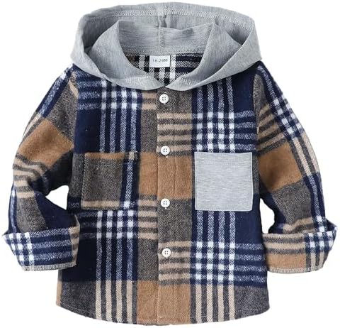 Toddler Baby Boy Long Sleeve Shirt Flannel Buffalo Plaid Shirts Button Down by KimiBear
