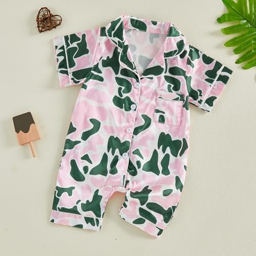 Kuriozud Baby Girl Boy Romper Pajamas Onesie Short Sleeve Button Down Pjs - Image 7