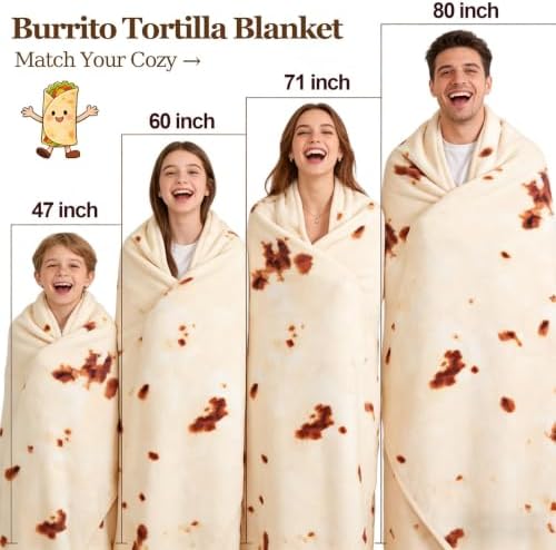 SeaRoomy Burrito Tortilla Blanket, Funny Food Throw Blanket, Round 47inches - Image 2