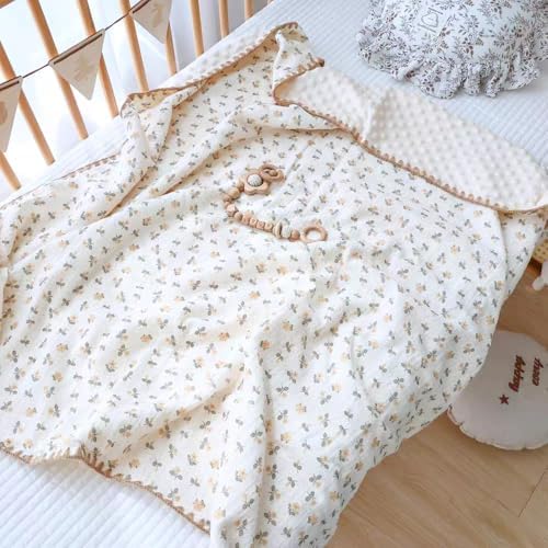 Baby Swaddel Blanket Cotton Muslin Thick Bath Towel Dotted Backing Double Layer - Image 4