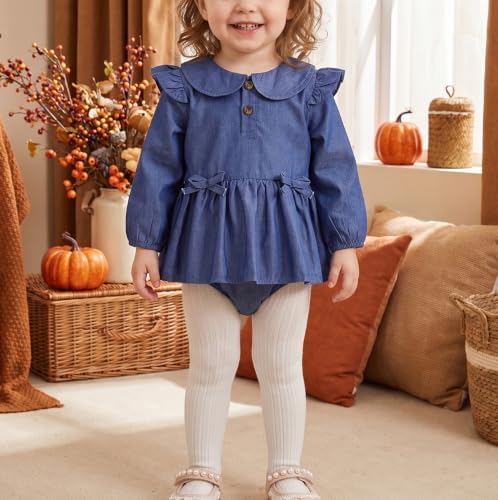 Baby Girl Denim Outfit Button Romper Jean Jumpsuit Shorts Overalls Toddler - Image 3