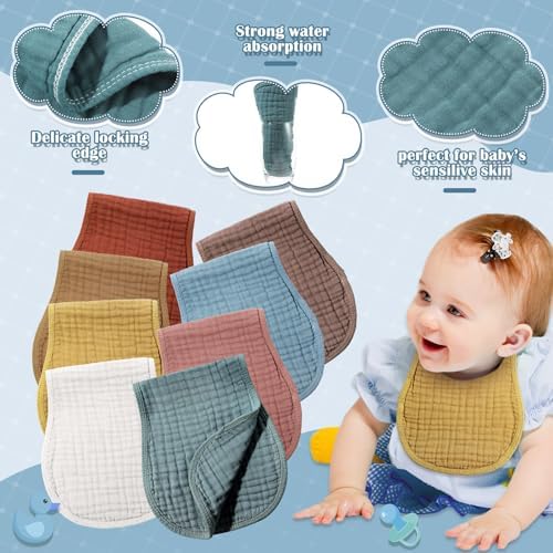 Frienda 8 Pack Muslin Burp Cloths - Image 3