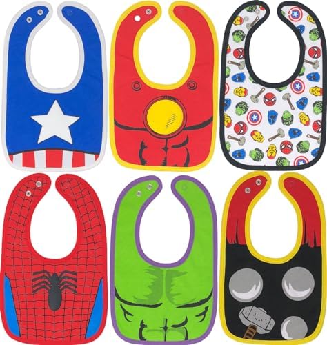 Marvel Avengers Hulk Spider Man Thor Iron Man Captain America 6 Pack Bibs One by Marvel