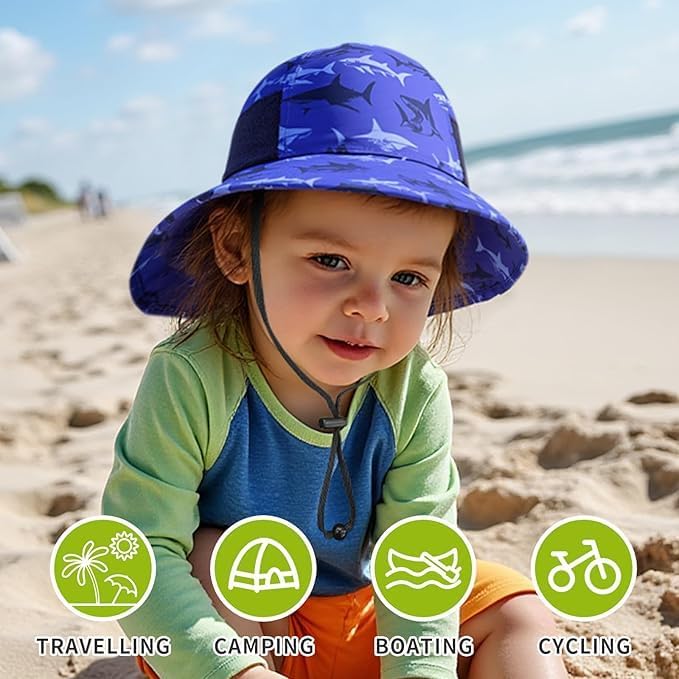 Toddler Baby Sun Hat Kids Summer Beach Essentials Adjustable Beach Hats - Image 4