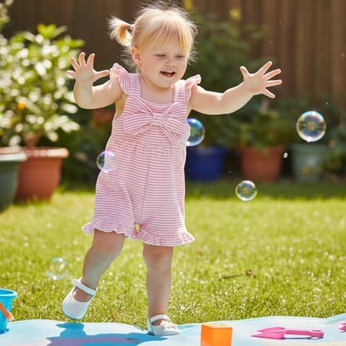 Little Girl Romper Toddler Overalls Summer Bow Jumpsuit Boho Outfit 6M-5T - Image 3