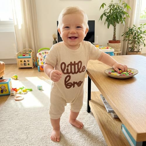 allshope Newborn Baby Boy Summer Outfit Romper Letter Embroidery Short Sleeve - Image 2