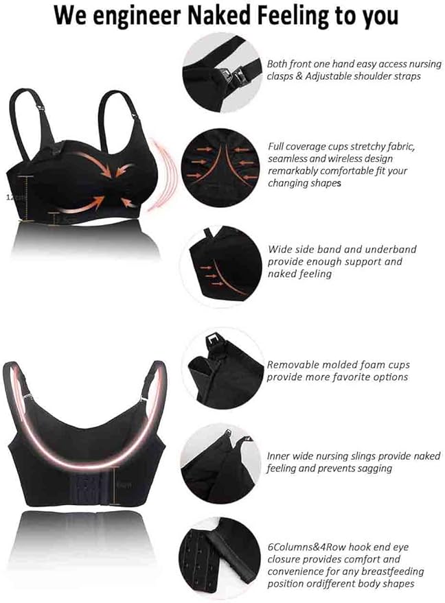 iloveSIA Nursing Bras for Mom Breastfeeding, Seamless Supportive Sleep Bra for Maternity Postpartum S-2XL 3Pack