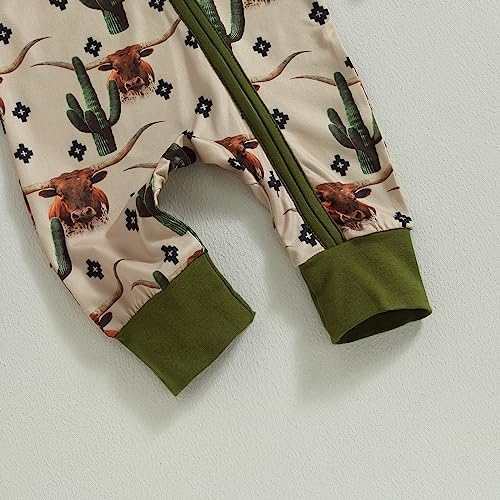 Western Baby Cowboy Clothes Neutral Zipped Fall Romper Outfit - Image 7