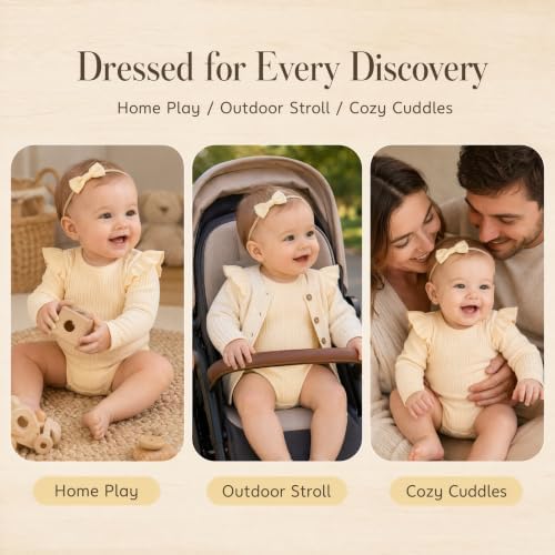 Baby Girl Knit Ruffle Outfit Clothes Ribbed 100% Organic Cotton Solid Color - Image 7