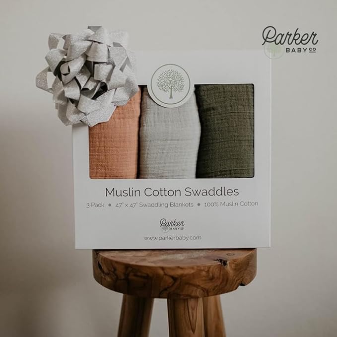Parker Baby Co. Soft Muslin Baby Swaddle Blankets, 3 Pack - Image 7
