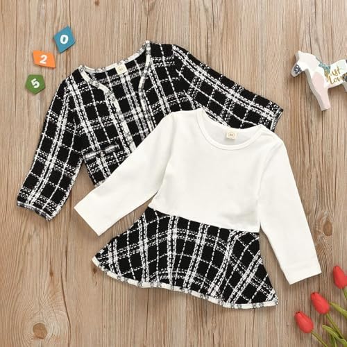 Toddler Kids Baby Girls Plaid Skirt Set Cardigan Jacket Coat + Tutu Dress Set - Image 4