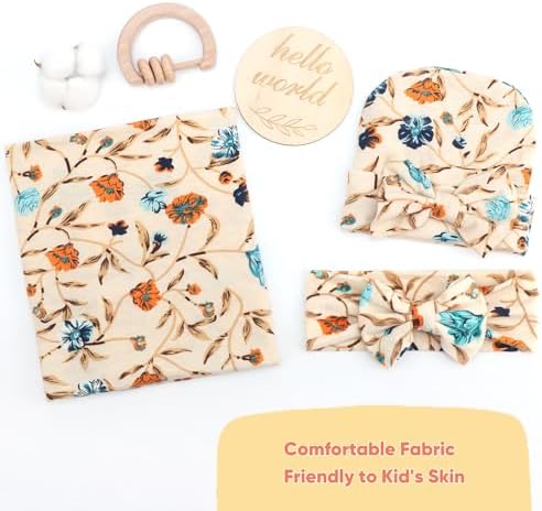 DRESHOW BQUBO Baby Girl Newborn Floral Receiving Blankets - Image 2