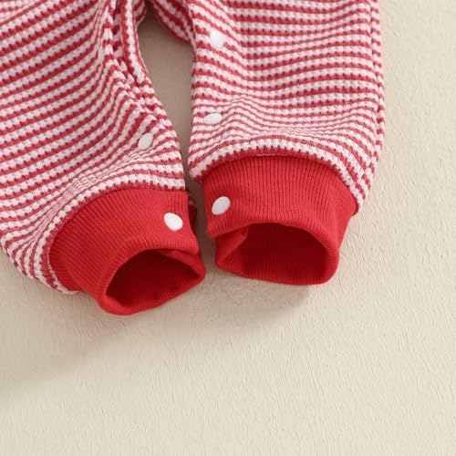 VISGOGO Newborn Infant Baby Boy Waffle Cotton Romper Clothes Onesie Stripe - Image 6