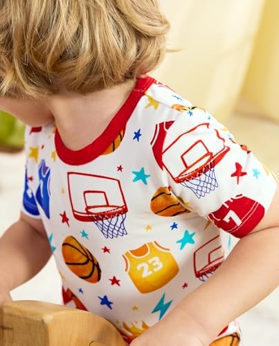 babee Reshinee Bamboo Viscose Toddler Boys Pajamas Set, Short Sleeve Kids - Image 4