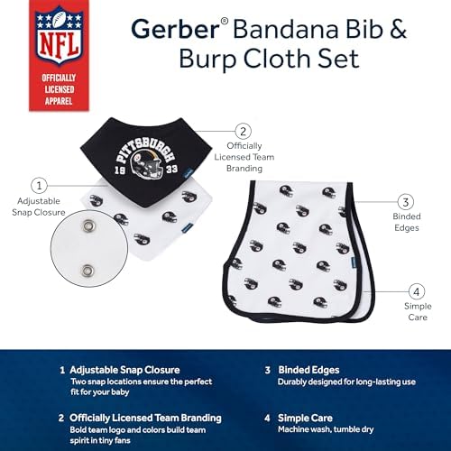 Gerber Baby Nfl Team Bandana Bibs and Burp Cloth Set - Image 5
