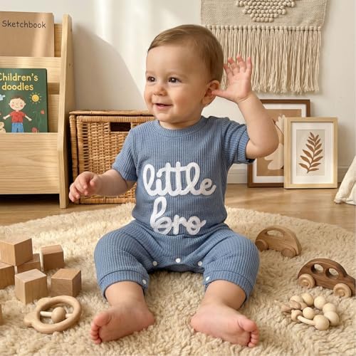 allshope Newborn Baby Boy Summer Outfit Romper Letter Embroidery Short Sleeve - Image 5