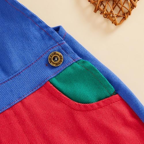 Fernvia Toddler Kids Baby Girl Boy Contrast Color Overalls Shorts Clothes - Image 5
