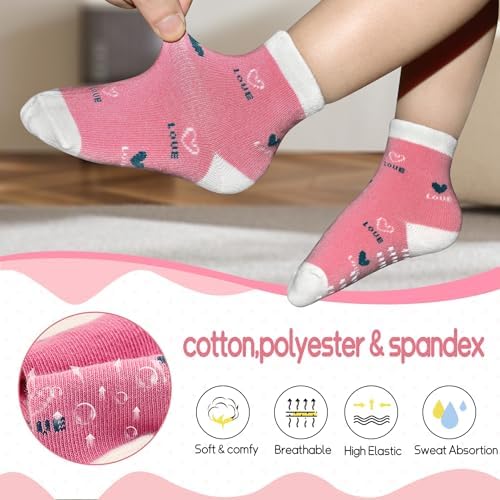 SkiBeaut Baby Toddlers Girls Socks, 12 Pairs Non Slip Kids Grips Toddler Grippy - Image 5
