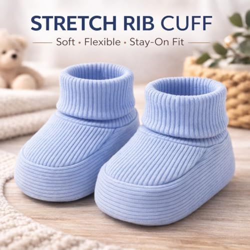 CEOBABY Baby Booties 0–3 Months, Newborn Shoes, Soft Cotton Infant Bootie Socks - Image 2
