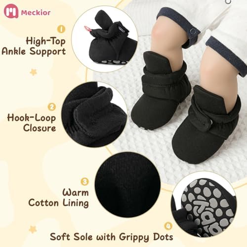 Meckior Newborn Infant Baby Girls Boys Warm Fleece Winter Booties First Walkers - Image 5