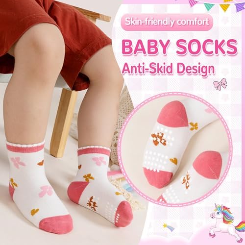Toddler Non Slip Grips Socks Kids Anti Skid Baby Boys Girls Cotton Crew Socks - Image 3