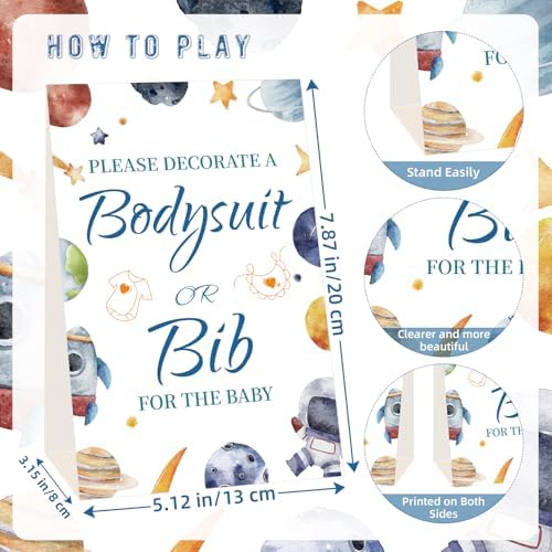 Bibs Bodysuits Baby Shower Game Sign Set Newborn Onesies Feeder Gift Fabric - Image 3