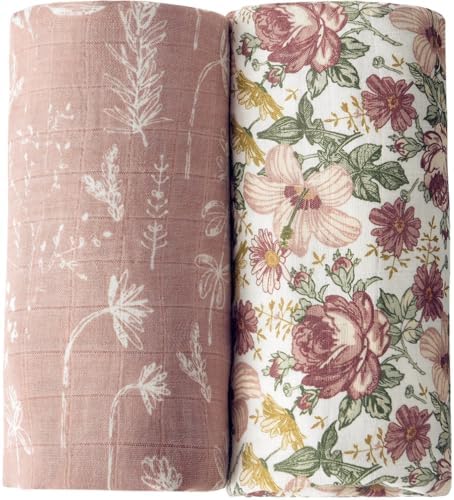 Little Jump 2 Pack Western Wild Flowers Muslin Swaddle Blankets by LittleJump