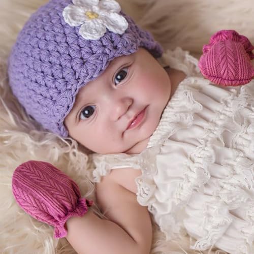 AQOKKA Newborn Receiving Blanket Wheat Ear Bow Hat Mitten Set | 4 Set Receiving - Image 4