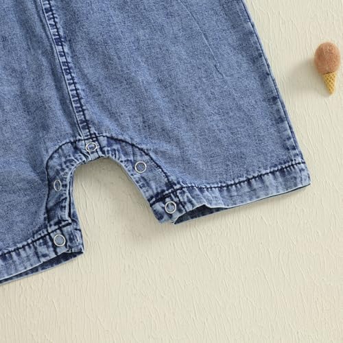 Baby Girl Denim Outfit Button Romper Jean Jumpsuit Shorts Overalls Toddler - Image 6