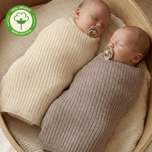Receiving Blankets, 100% Organic Cotton Knit, Baby Swaddle 2-Pack | - Image 6