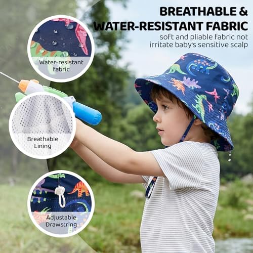 Toddler Bucket Hats UPF 50+ Baby Sun Hat Adjustable Kids Sun Protection Summer - Image 3