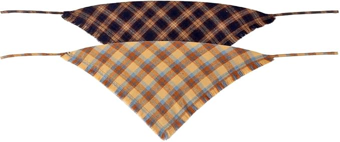 Fall Dog Bandana Autumn Thanksgiving Plaid Reversible Triangle Bibs Scarf - Image 2