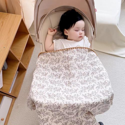 Baby Swaddel Blanket Cotton Muslin Thick Bath Towel Dotted Backing Double Layer - Image 5