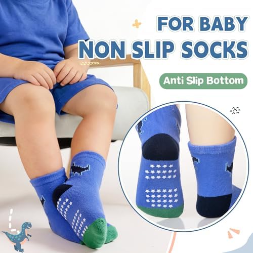 Toddler Non Slip Grips Socks Kids Anti Skid Baby Boys Girls Cotton Crew Socks - Image 4