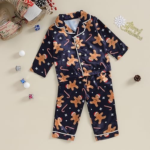 Kids Baby Girl Boy Satin Pajamas Set Button Down Sleep Shirt Top+Long Pants - Image 3