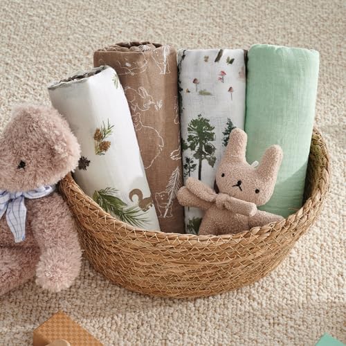 david's kids 4 Pack Baby Muslin Swaddle Blankets, 100% Cotton and Ultra Soft - Image 4