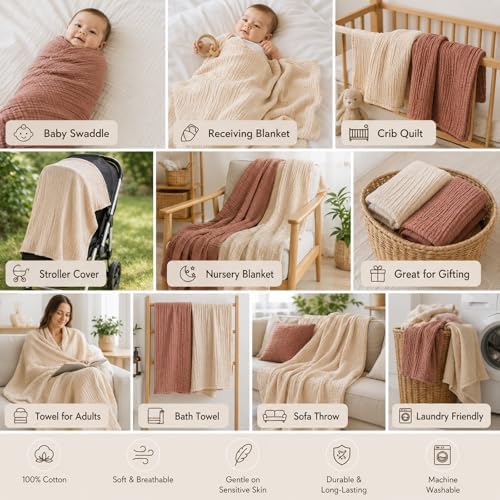 Aablexema Muslin Baby Blanket Set of 2 - Image 4