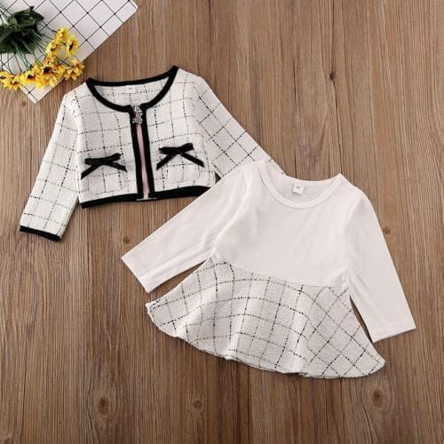 Toddler Kids Baby Girls Plaid Skirt Set Cardigan Jacket Coat + Tutu Dress Set - Image 4
