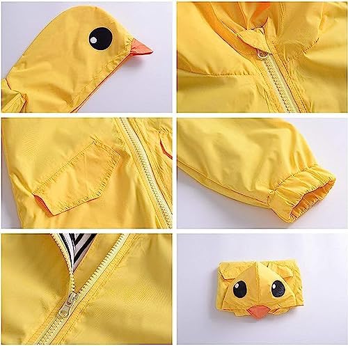 Toddler Baby Boy Girl Duck Rain Jacket Cute Cartoon Yellow Raincoat Hoodie Kids - Image 5