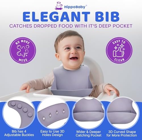 HippoBaby Baby Led Weaning Supplies | 10 Piece Silicone Feeding Set | Baby - Image 5