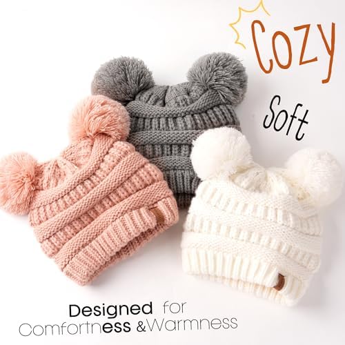 FURTALK Baby Winter Knitted Beanie Hat Soft Warm Pom Poms Toddler Skull Cap - Image 2