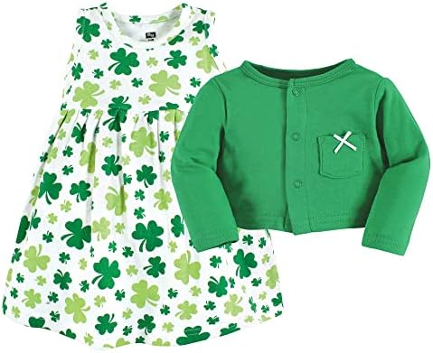 Hudson Baby Infant and Toddler Girls Cotton Dress and Cardigan Set - Image 3