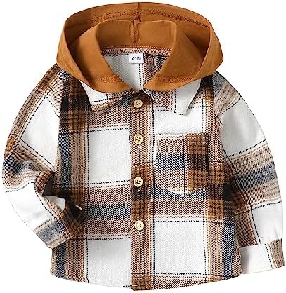 Toddler Baby Boy Long Sleeve Shirt Flannel Buffalo Plaid Shirts Button Down by KimiBear