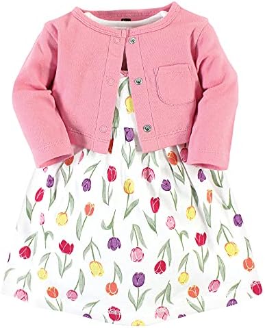 Hudson Baby Infant and Toddler Girls Cotton Dress and Cardigan Set by HudsonBaby