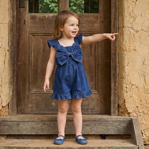 Little Girl Romper Toddler Overalls Summer Bow Jumpsuit Boho Outfit 6M-5T - Image 3