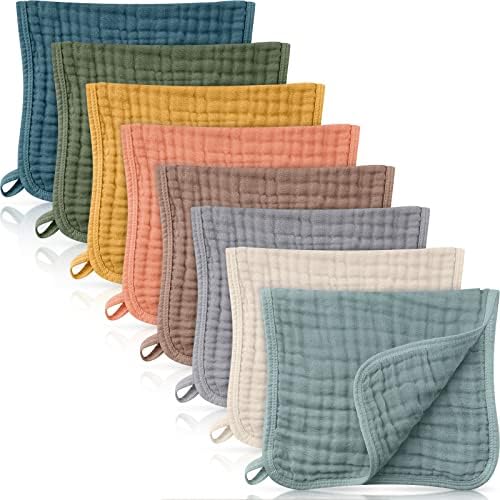 Remagr 8 Packs Muslin Burp Cloths Large 20" x 10", 6 Layers Unisex Baby by Remagr